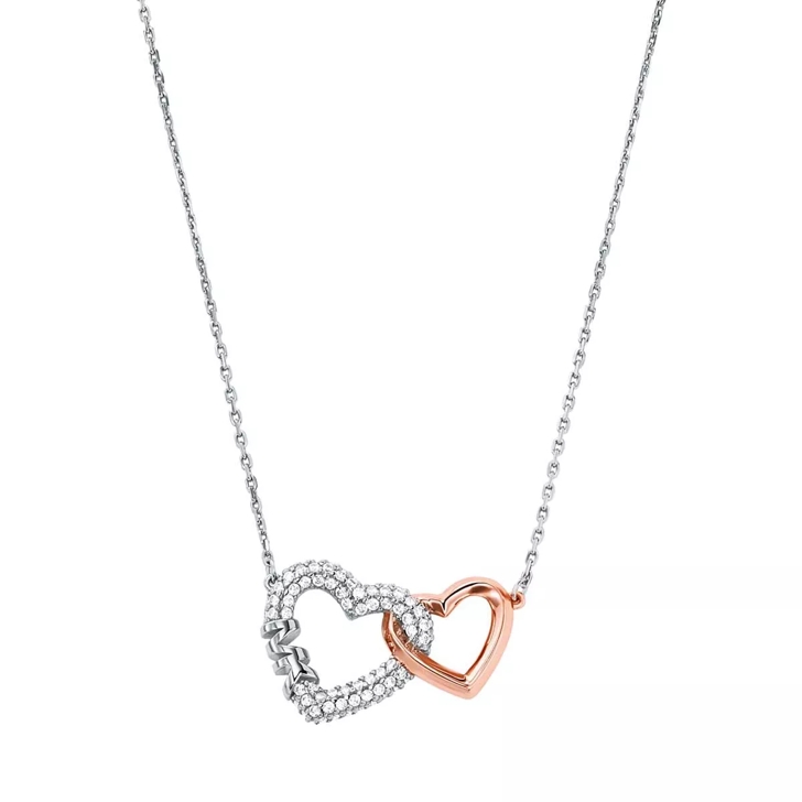 Michael Kors Pavé Interlocking Heart Necklace Silver | Kurze Halskette