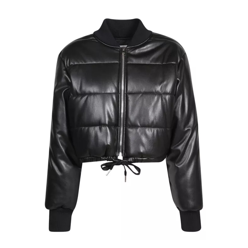 MSGM Lederjacke Black Quilted Faux Leather Jackets Black