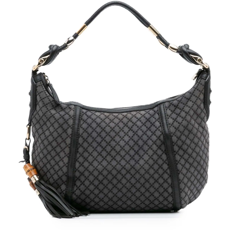 Gucci Sac à bandoulière Medium Diamante Canvas Techno Horsebit Hobo grau