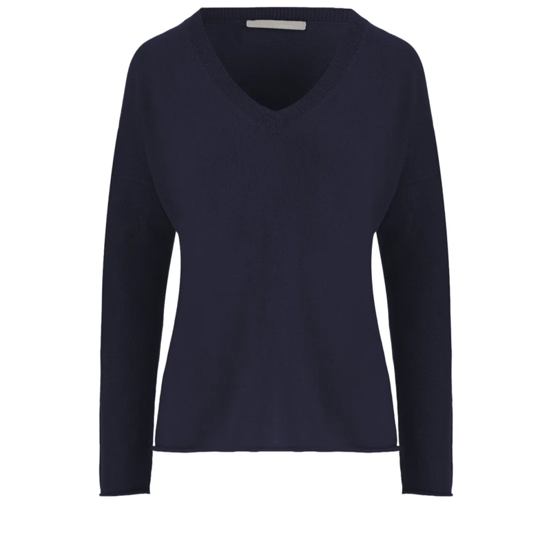 Allude Trui Ribbed V-Neck Cashmere Sweater With Long Sleeves Black