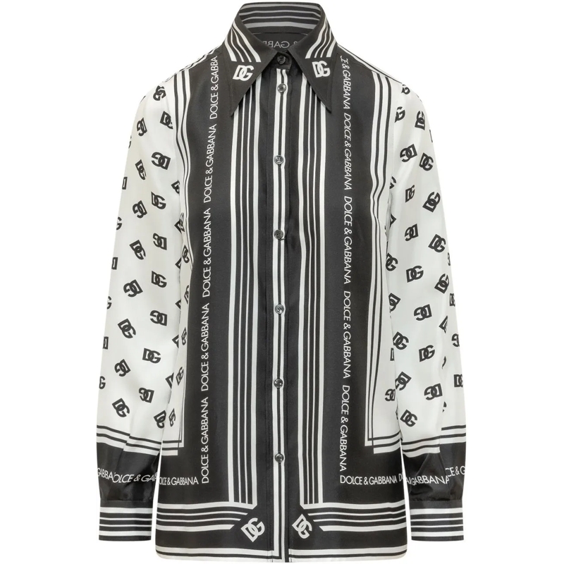 Dolce&Gabbana Bluse Camicia A Righe Grafiche schwarz