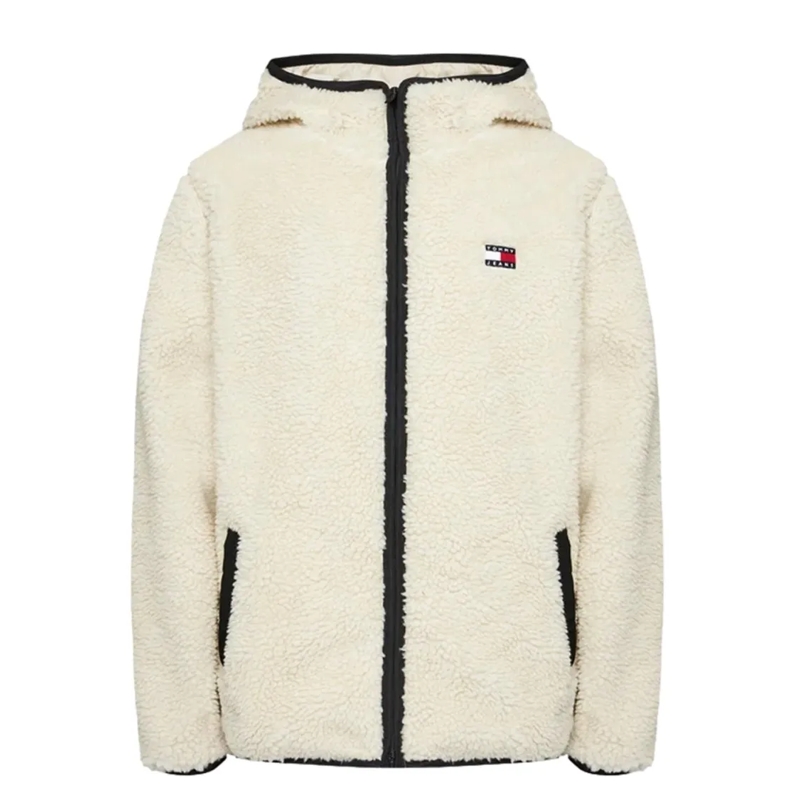 Tommy Jeans  White Zip Jacket With Hood Neutrals