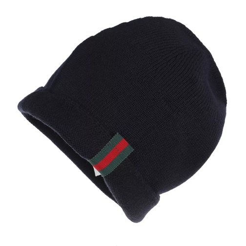 Gucci Wool Hat With Web Blue Ullhatt