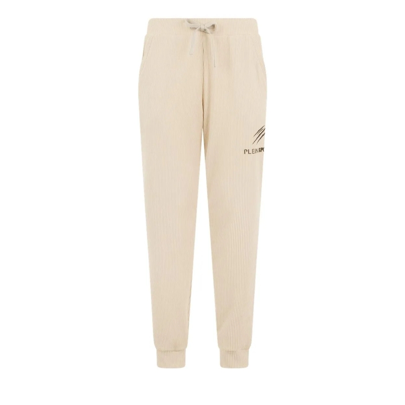 Plein Sport Jogginghose Ribbed Joggers Scratch weiss