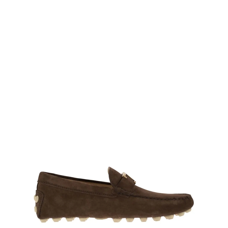 Tod's Mocassin Rubber Bubble T In Suede Leather Brown