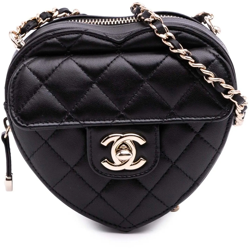 Chanel Sac à bandoulière Mini Lambskin CC in Love Heart Crossbody schwarz