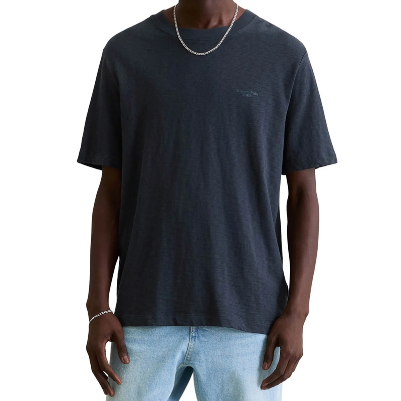 Marc O´Polo Hemd T-Shirt, SSL, Logo Print, Reg 1er Pack dunkel-blau(Image 2)