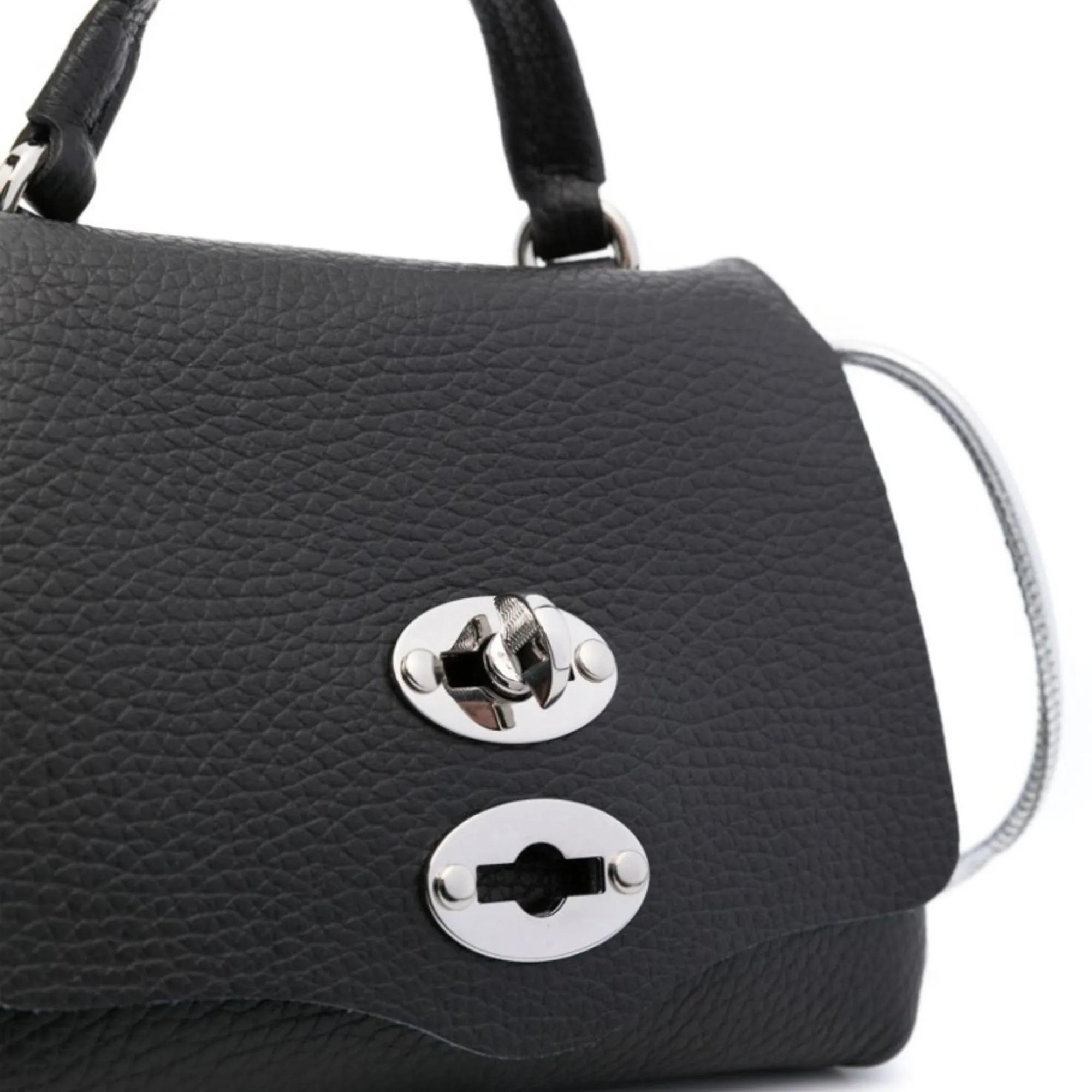 Zanellato Shoppers Black Calf Leather Handbag in zwart