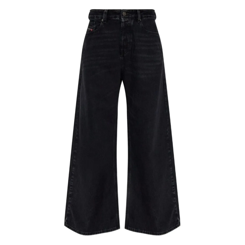 Diesel Jeans Wide-Leg Black Jeans With Five Pockets Black