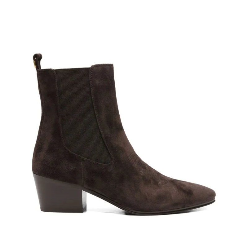 Twin-Set Bottes Suede Ankle Boots With Metallic Accent Black