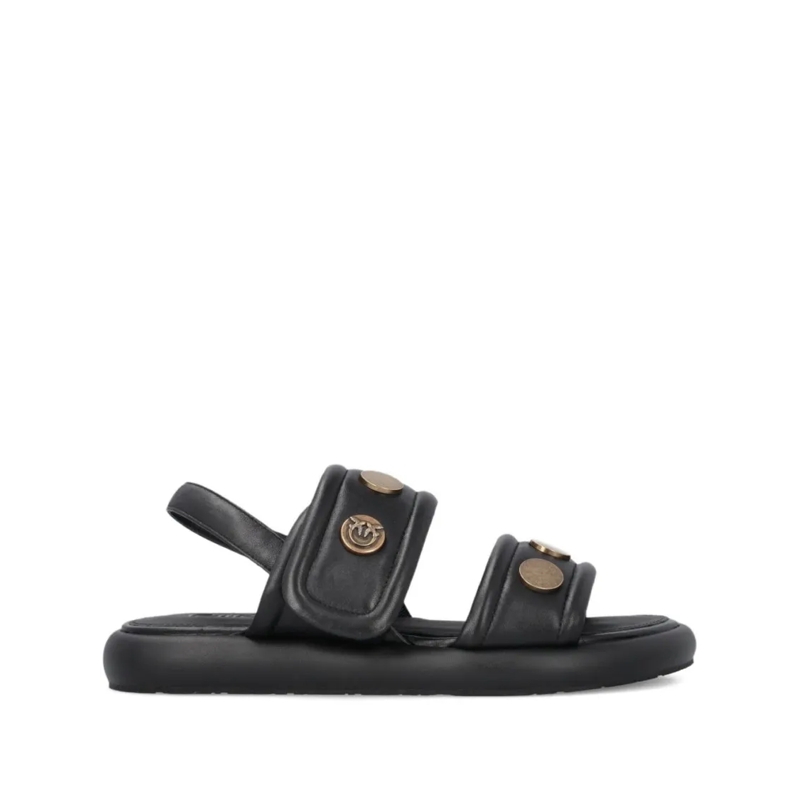 Pinko Sandalen Black Lamb Leather Sandals Grey