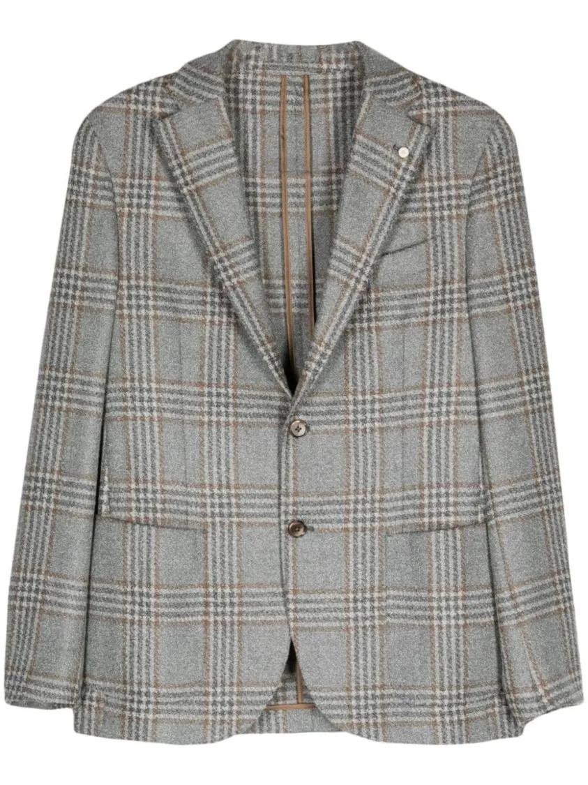 Thumbnail - Luigi Bianchi - Grey Tartan Check Jacket - Größe 48 - grau