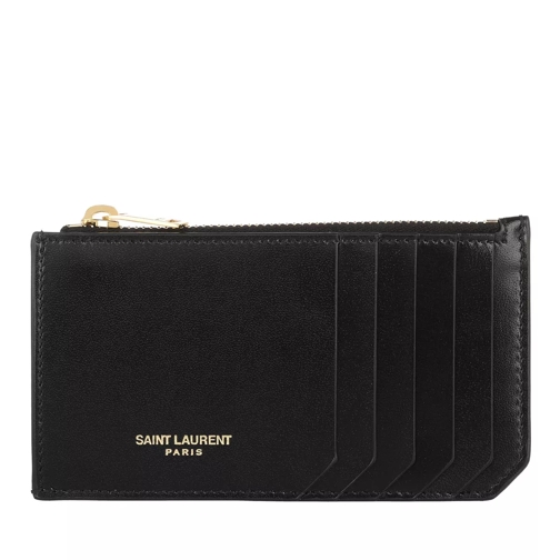 Saint Laurent Fragments Zipped Card Case Leather Black Kaartenhouder