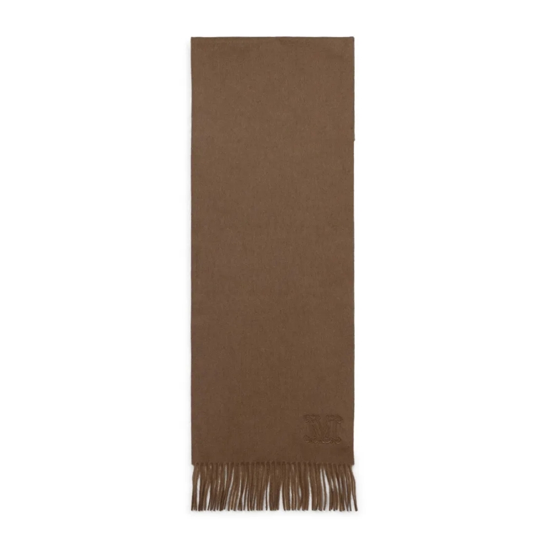Max Mara Écharpe légère Dalia Cashmere Scarf With Fringed Hem Brown