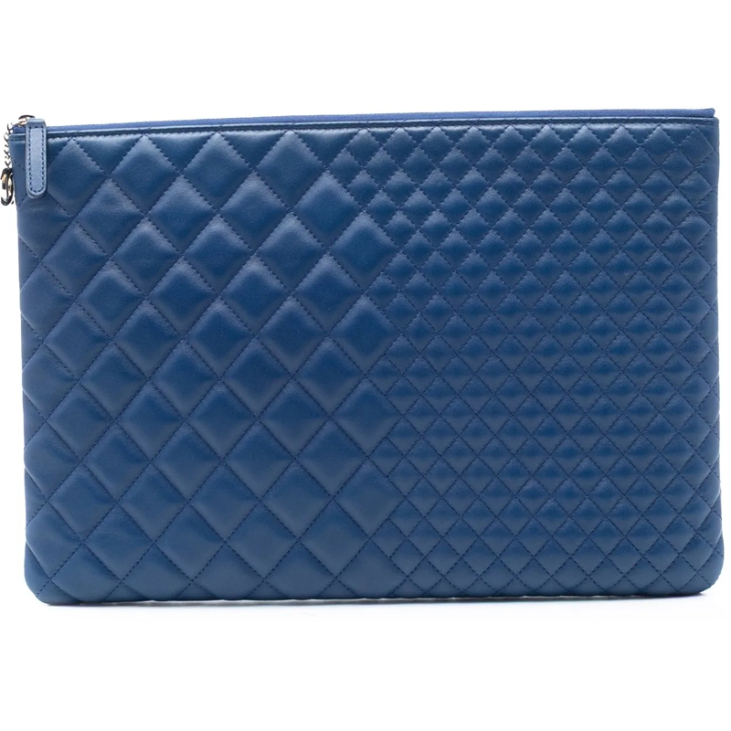 Chanel Clutch CC Bi Quilted Lambskin O Case Clutch blau