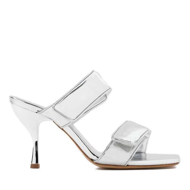 Thumbnail - Gia Borghini Sandalen - Metallic Leather Perni Sandals - Gr. 38 (EU) - in Silber - für Damen