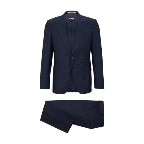 Boss Gemusterter Slim-Fit Anzug aus Stretch-Wolle 48103 Dunkelblau 