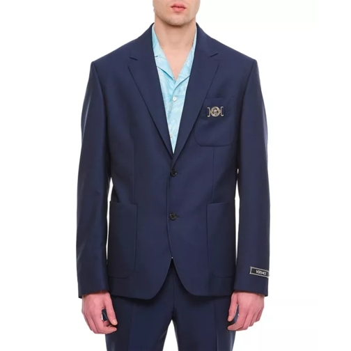 Versace Formal Jacket Wool Canvas Fabric Blue 