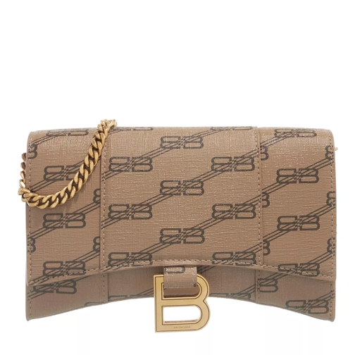 Balenciaga Hourglass Wallet with Chain Beige Wallet On A Chain
