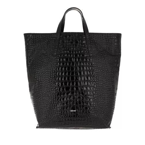 Abro Shopping Bag Croco Black/Nickel Draagtas