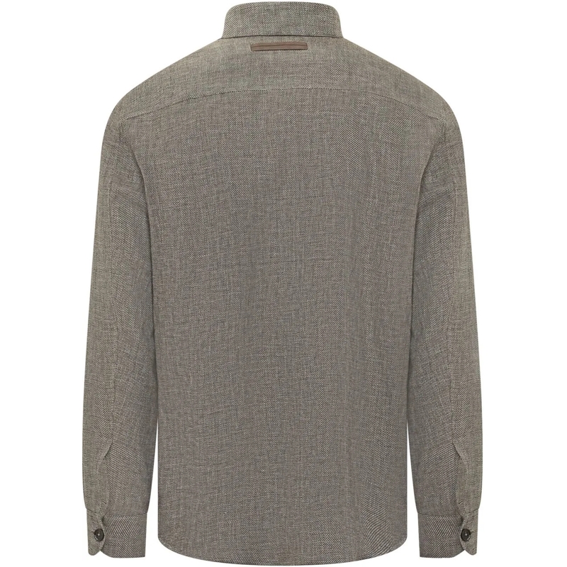 Zegna Haut décontracté Camicia Overshirt a Maniche Lunghe con Bottoni taupe(Image 2)