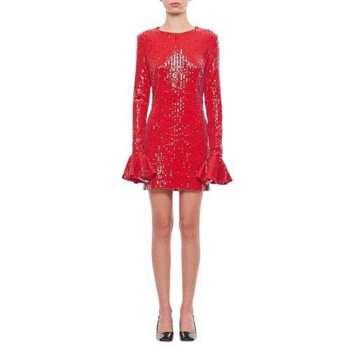 Rotate Sequins Ls Mini Dress Red Mini Jurken