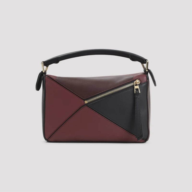 Loewe Schultertasche Geometric Patchwork Shoulder Bag In Calfskin Leath Black
