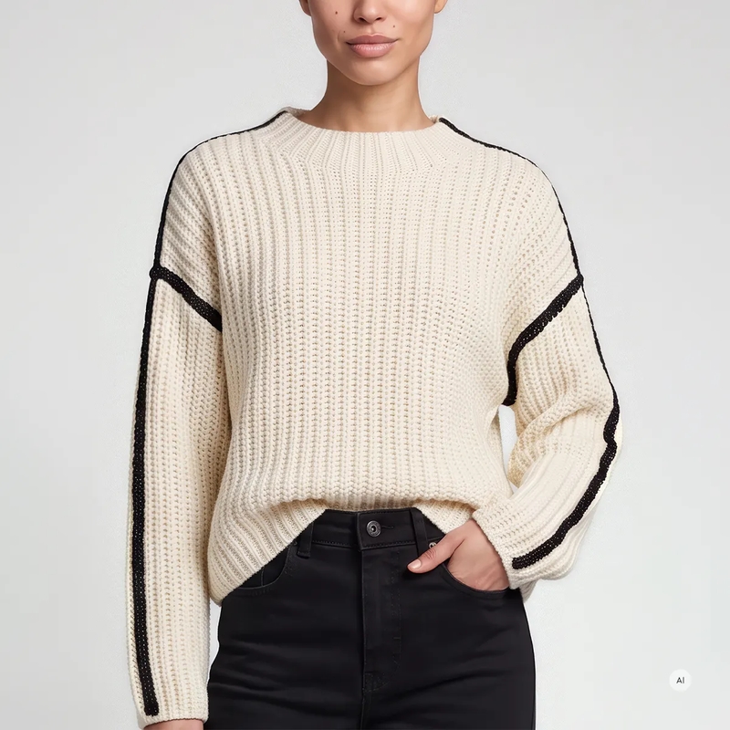 Marc Aurel Pullover Pullover mit Strass-Bändern beige(Image 3)