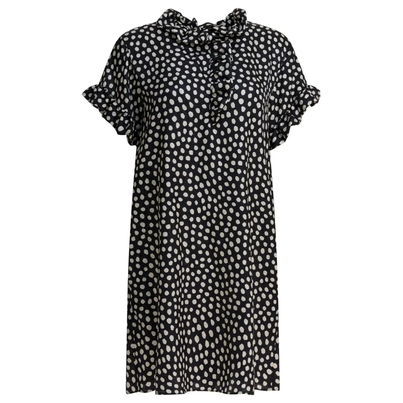 Chloé Minikleid Flowing Mini Silk Dress With Ruffled Neckline Black