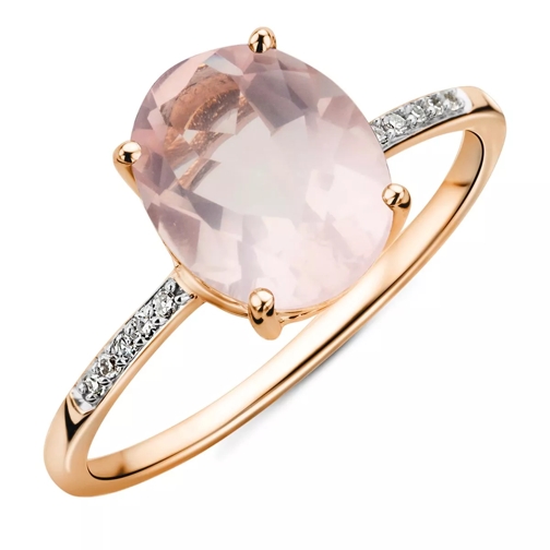 BELORO 9KT Diamond and Rose Quartz Ring Rose Gold Diamantring