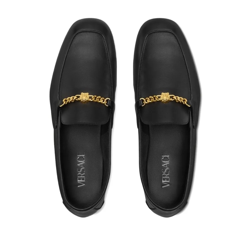 Versace Loafer Flat Leather Shoes Black