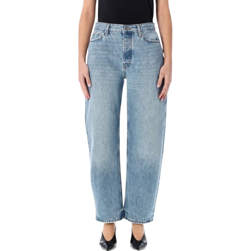 Anine Bing Jeans Fritz Regenerative Cotton Denim Jeans Blue