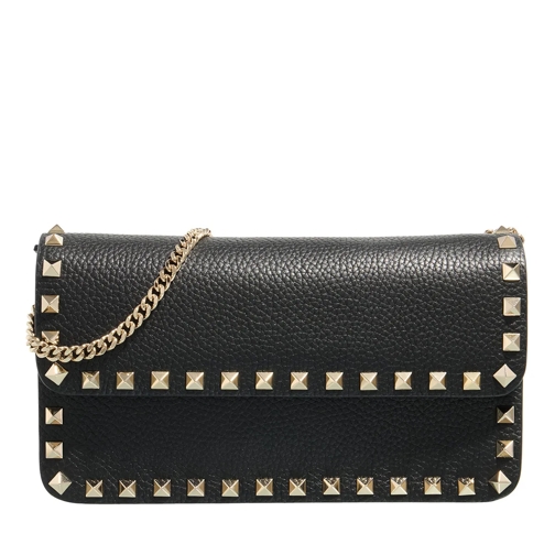 Valentino Garavani Rockstud Wallet W/Strap Nero Portemonnee Aan Een Ketting