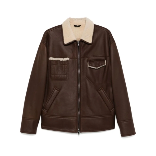 Ferrari Vestes en cuir Jacket With Logo Brown