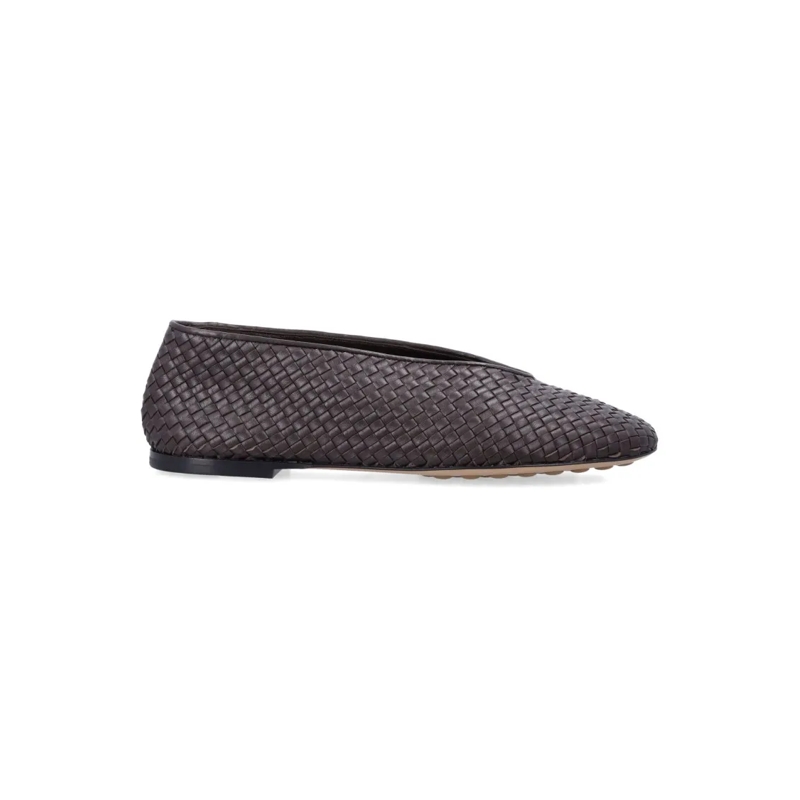 Bottega Veneta Balletschoenen Woven Leather Rosa Ballerina Grey