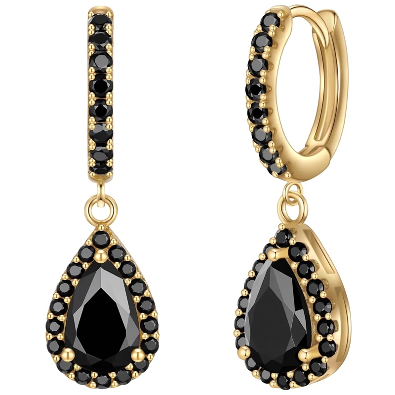 Glanzstücke München Ohrhänger Creolen Sterling Silber gelbgold Zirkonia schwarz gold