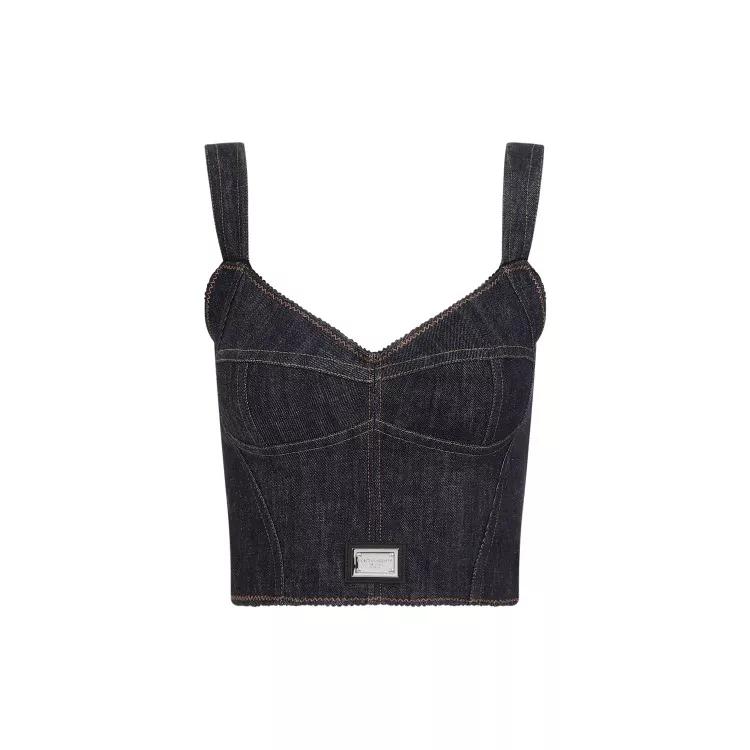 Dolce&Gabbana - Blue Cotton Bustier - Größe 38 - blue