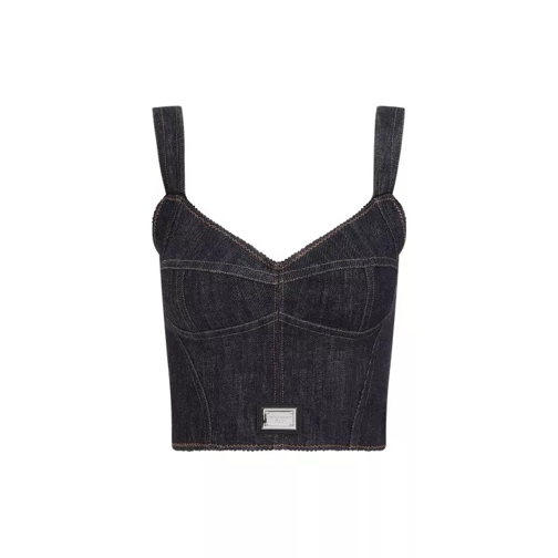 Dolce&Gabbana  Blue Cotton Bustier Blue