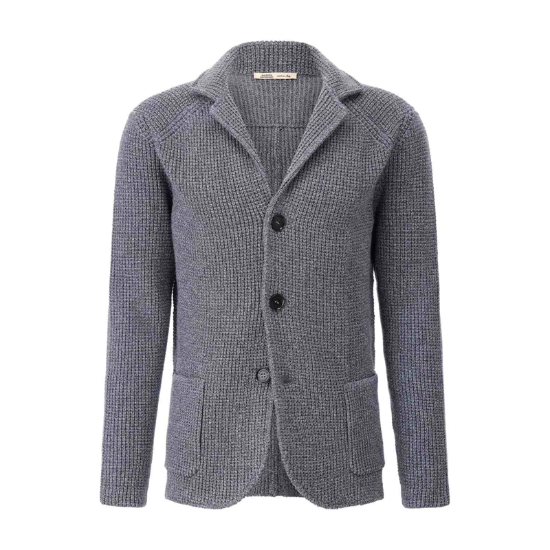 Maurizio Baldassari Strickjacke Stricksakko aus Schurwolle Blau
