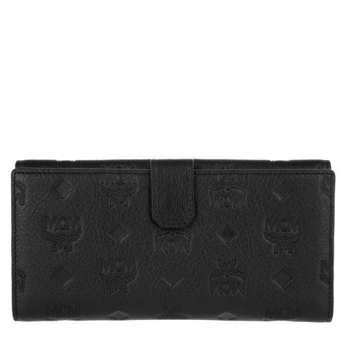 MCM Klara Mini Leather Fold Large Wallet Black Crossbody Bag