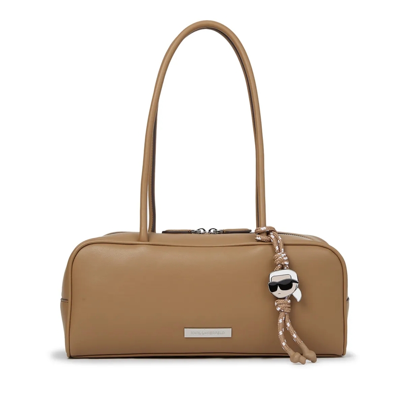Karl Lagerfeld Schultertasche Ikon Glatte rechteckige Tasche braun