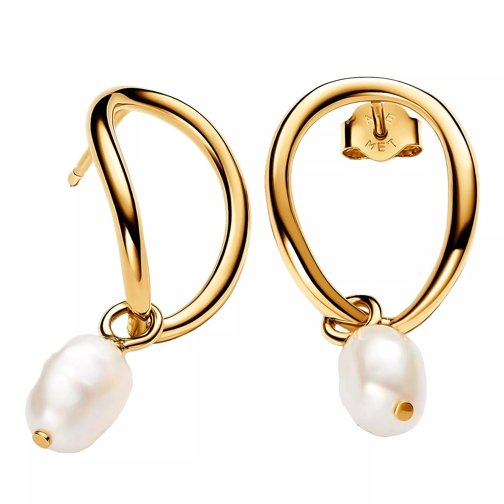 Pandora Ohrhänger 14k Gold-plated drop earrings with baroque treated White