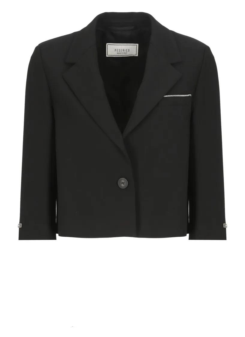 Peserico - Black Viscose Single Breasted Blazer - Größe 40 - schwarz