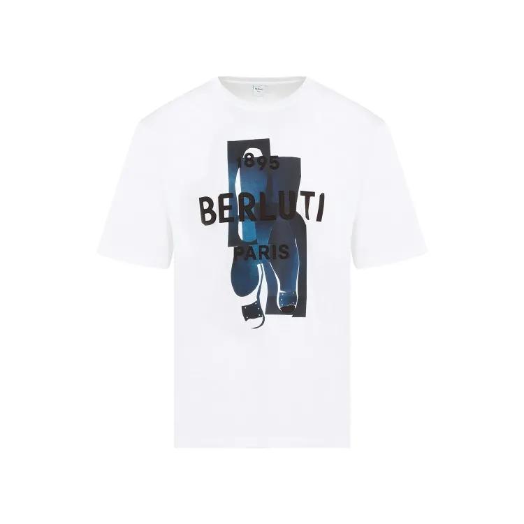 Berluti - Optic White Printed Cotton T-Shirt - Größe M - weiß