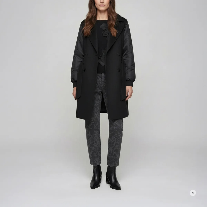 Marc Aurel Übergangsjacke Diese Doppelreiher Caban Outdoorjacke aus einem Ma schwarz(Image 2)