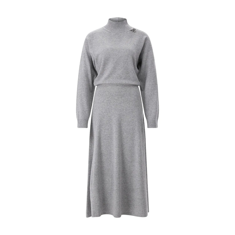 Fabiana Filippi Maxikleid Midikleid aus Kaschmir-Seide-Mix grau