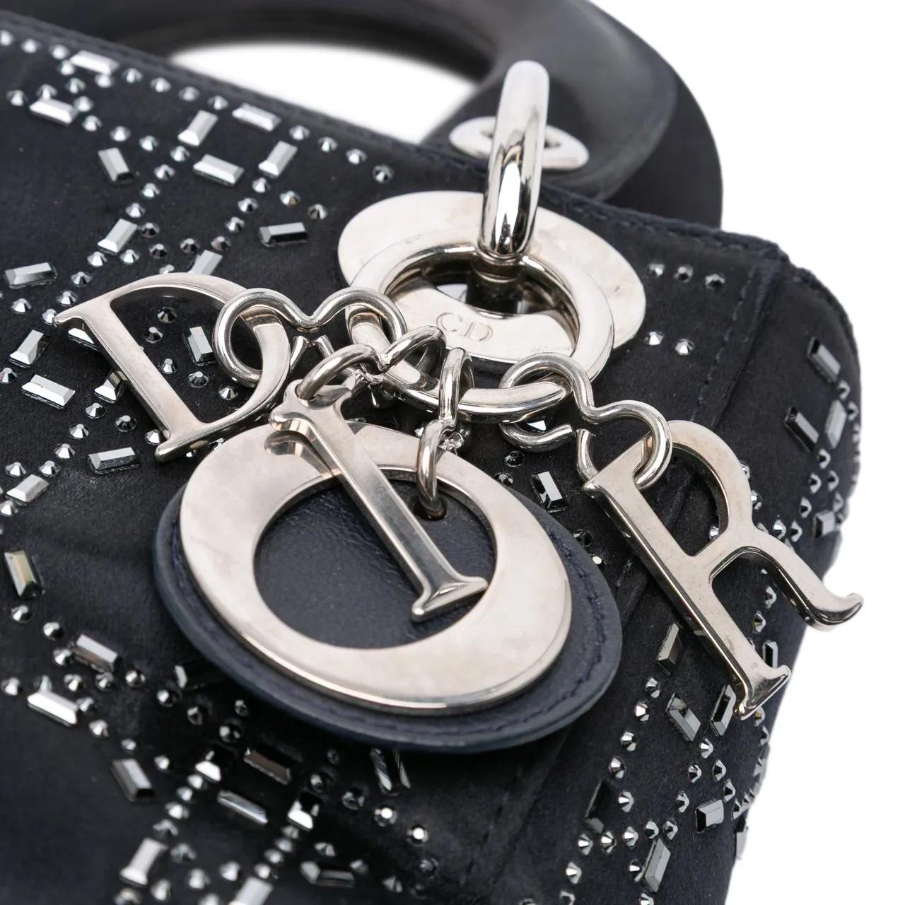 Thumbnail - Christian Dior Hobo Bags - Mini Satin Cannage Strass Crystal Embellished Lady - Gr. unisize - in Schwarz - für Damen