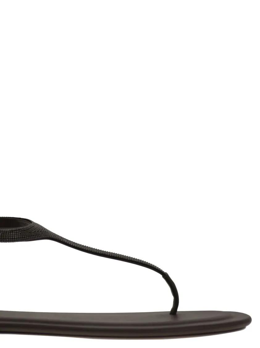 Thumbnail - Brunello Cucinelli Sandalen - Nappa Leather Sandals With Precious Strap - Gr. 37 (EU) - in Schwarz - für Damen