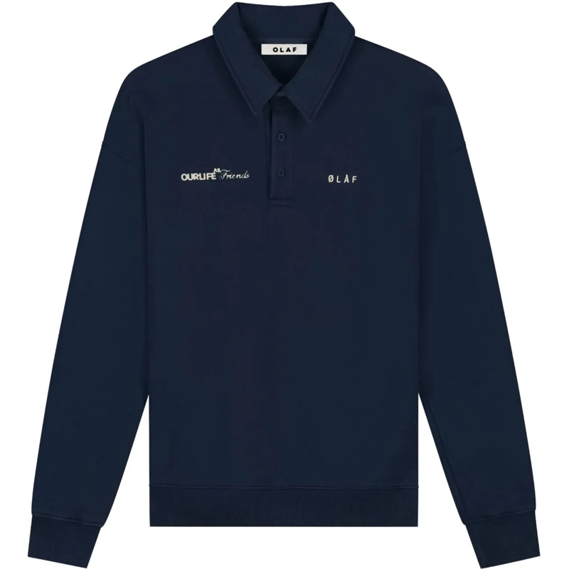 ØLÅF  Olaf Script Friends Oversized Polo Polos Donkerbla blau