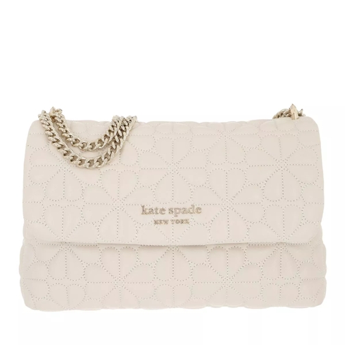 Kate Spade New York Bloom Quilted Leather Small Flap Shoulder Ivory Satchel